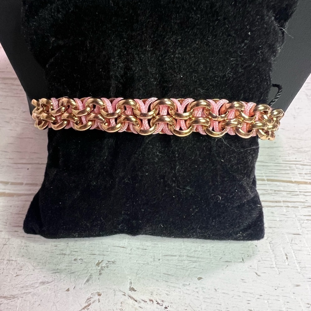 NOGU by Joseph Nogucci Rhino Links Kismet Pink & Gold Adjustable Bracelet D13 - Picture 2 of 3